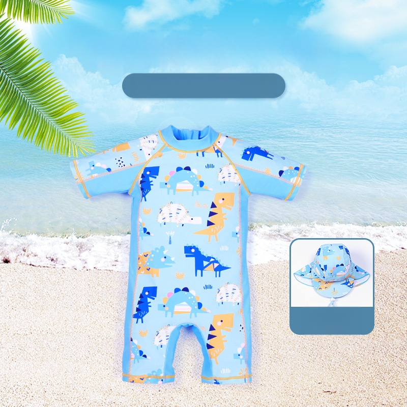 Uus laste ujumistrikoo poistele, multifilmi dinosauruse mustriga, piiriülene, väikese ja keskmise suurusega laste lühikeste varrukatega ujumistrikoo, poistele mõeldud ühes tükis ujumistrikoo