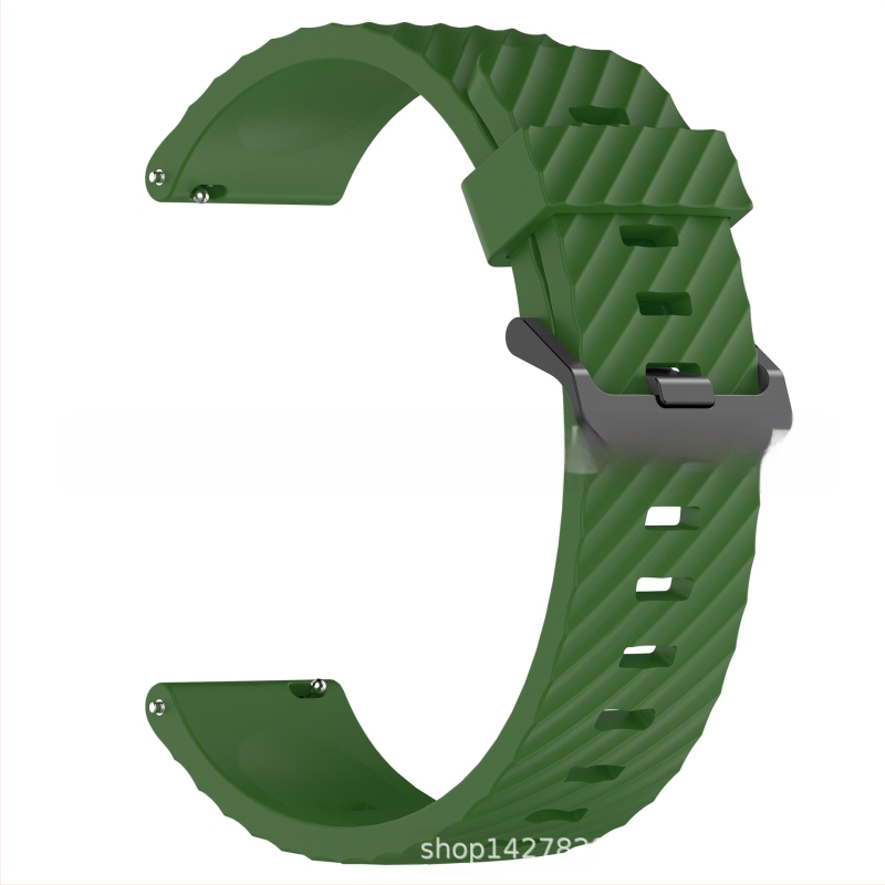 „Samsung Watch 7“ eglės spalvos silikoninis dirželis su juoda sagtimi, 20/22 mm, eglės spalvos.