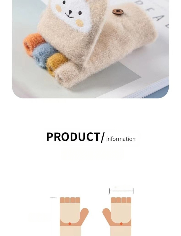 Laste väikeste jänesekindad sügis- ja talvebeebipoistele ja -tüdrukutele paksendatud soojad laste viie sõrmega algkooliõpilaste kirjutamiskindad poole sõrmega pööramiseks