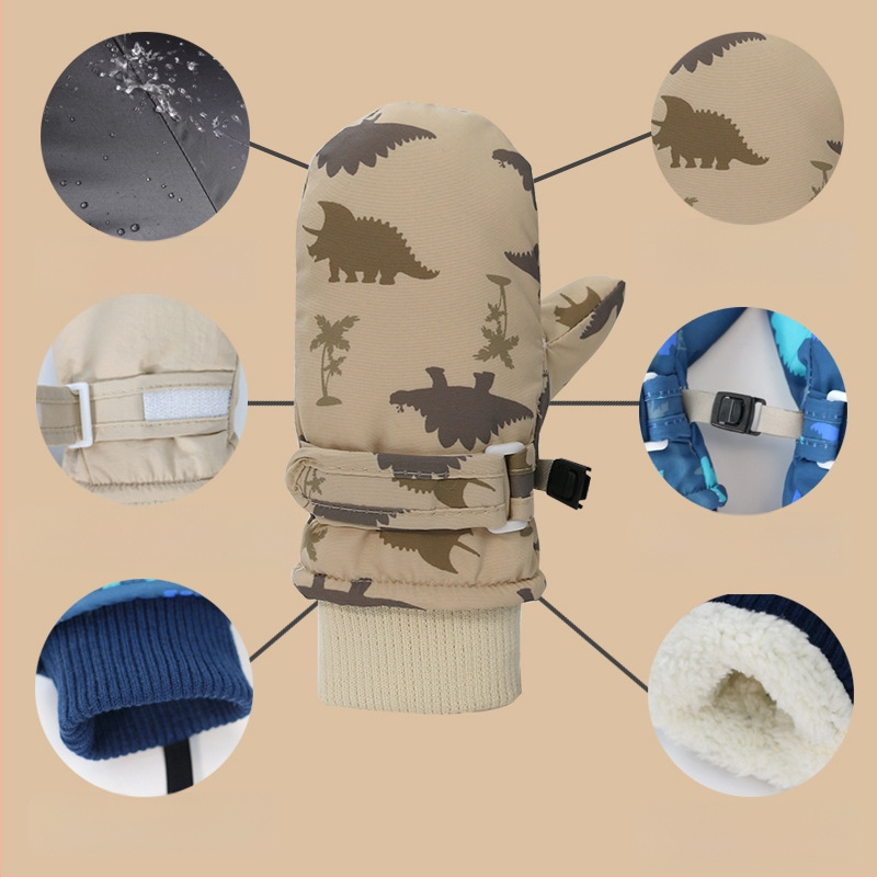 Laste suusakindad, piiriülesed uued beebid, kiiresti kuivavad riidest kindad, fliisvoodriga, paksendatud laste veekindlad soojad kindad