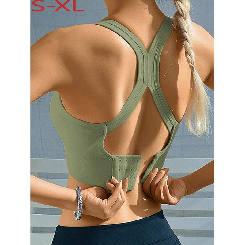 Didelės dydžio ne plieno žiedinė smūgius sugerianti sportinė liemenėlė grožiui ir reguliuojamo nugaros sagties jogos fitneso liemenėlė