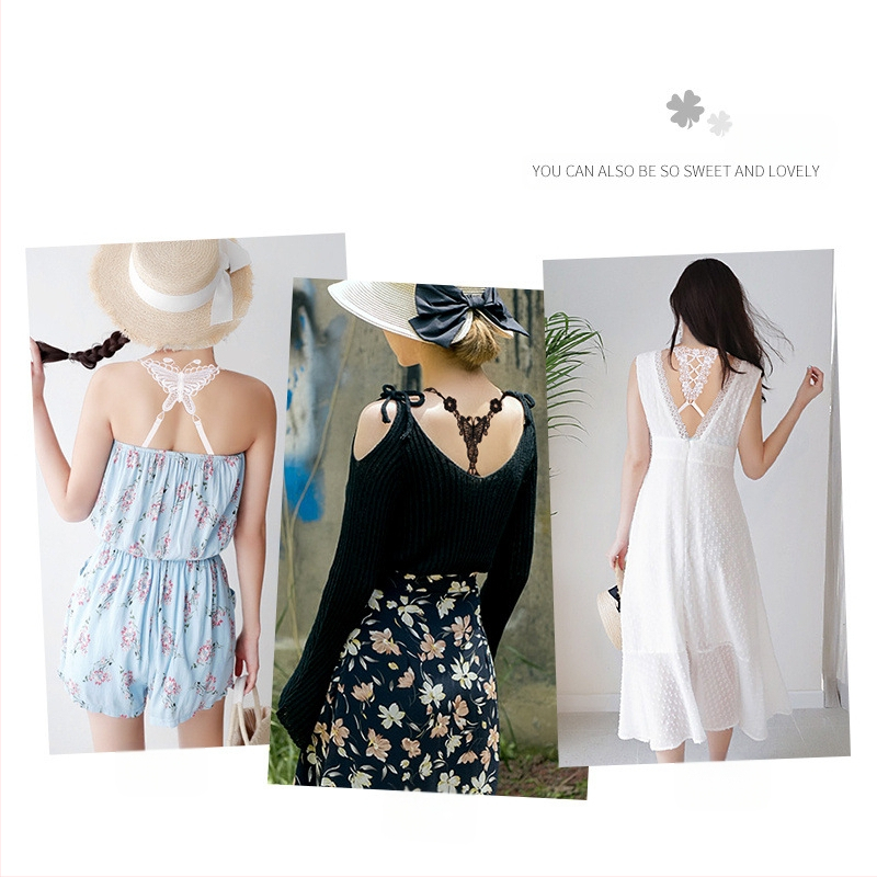 Permatoma nematoma pečių juosta Nėriniuota tuščiavidurė liemenėlė su kryžiumi Dviguba pečių dengiamoji juosta Vidinė juosta Plonas neslystantis diržas