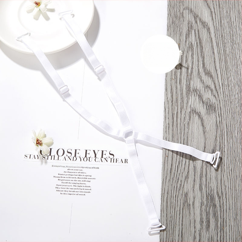 Permatoma nematoma pečių juosta Nėriniuota tuščiavidurė liemenėlė su kryžiumi Dviguba pečių dengiamoji juosta Vidinė juosta Plonas neslystantis diržas