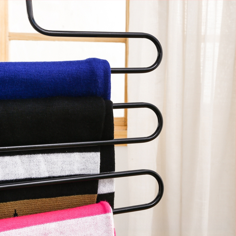 Neslystantis nerūdijančio plieno daugiasluoksnis kelnių kabykla rankšluosčiams S formos kelnių pakaba šalikams laikyti ir apdailinti drabužių kabliukas namams