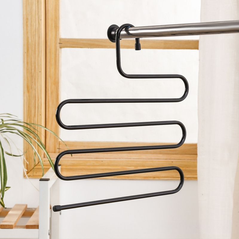 Neslystantis nerūdijančio plieno daugiasluoksnis kelnių kabykla rankšluosčiams S formos kelnių pakaba šalikams laikyti ir apdailinti drabužių kabliukas namams