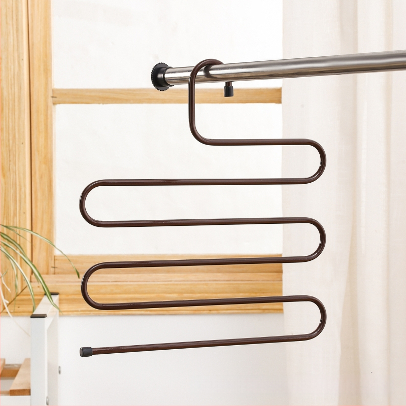 Neslystantis nerūdijančio plieno daugiasluoksnis kelnių kabykla rankšluosčiams S formos kelnių pakaba šalikams laikyti ir apdailinti drabužių kabliukas namams