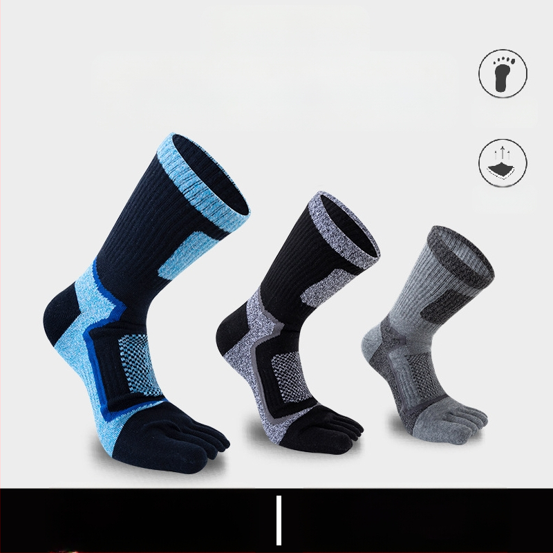 Vyriškos kojinės iki pirštų, ilgos sportinės kojinės, medvilninės kojinės, prakaitą sugeriančios, vidutinio ilgio, kvėpuojančios, nesmirdinčios pėdos, didelio dydžio vyriškos kojinės iki pirštų