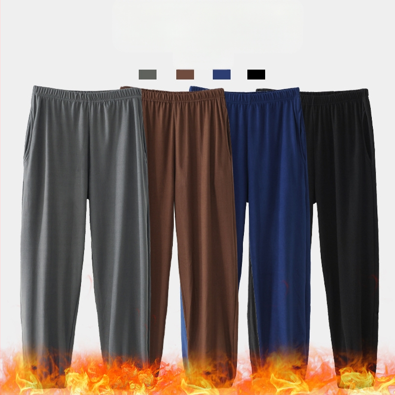 Keskealise isa pluss paks ja suurendatud lahtised sametist aluspüksid paksudele meestele. Talvised fliisvoodriga ja paksendatud vabaaja soojad püksid.