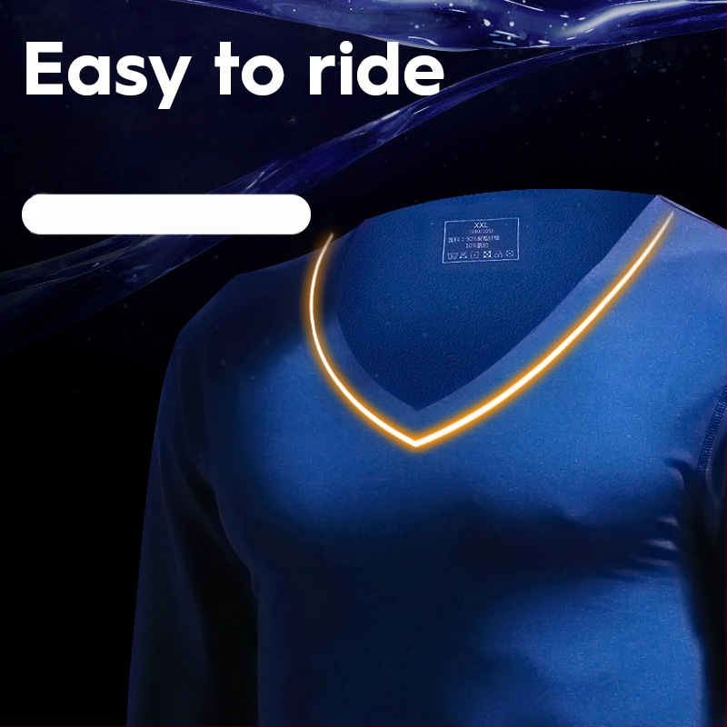 Meeste õmblusteta termopesu, V-kaelusega, talvine, kitsas, fliisvoodriga, tihe õhuke alussärk, sügisriiete puuvillane kampsun