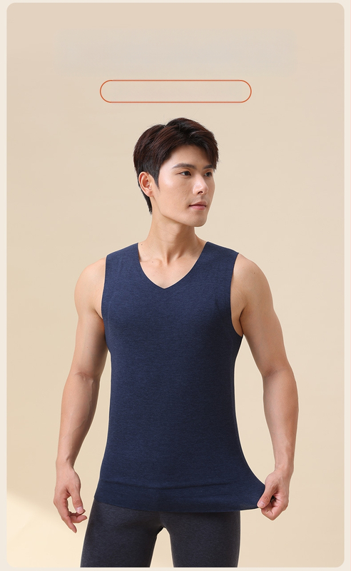 2024. aasta uus sügis-talvine meeste kolmekihiline villane termovest õmblusteta plaastriga alusmantli lihvimine paksendatud