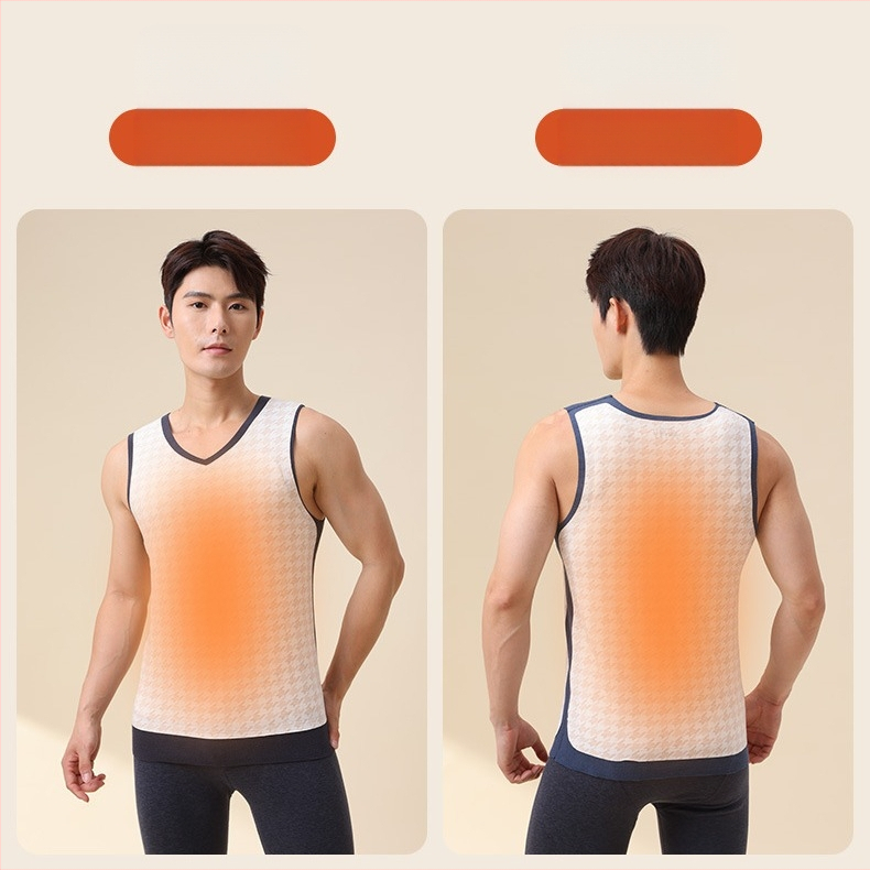 2024. aasta uus sügis-talvine meeste kolmekihiline villane termovest õmblusteta plaastriga alusmantli lihvimine paksendatud