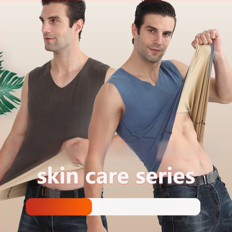 De velvet kiirkuumenev meeste V-kaelusega õmblusteta termovest sügis- ja talvealusvest harjatud õhukese paksendatud fliisvoodriga