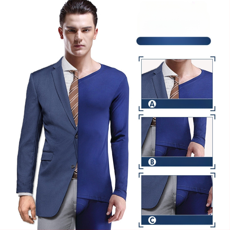 Vyriški terminiai apatiniai ilgomis rankovėmis, aptempti V formos iškirpte, ploni marškinėliai rudens ir žiemos drabužiams, skirti jaunimui ir vidutinio amžiaus žmonėms.