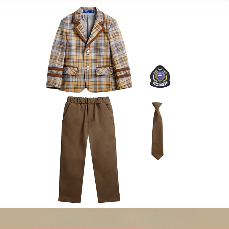 Pradinės mokyklos mokinių pavasario ir rudens klasės drabužiai britų koledžo stiliaus mokyklinė uniforma darželio sodo drabužiai vaikams languotas kostiumas sijonas kostiumas