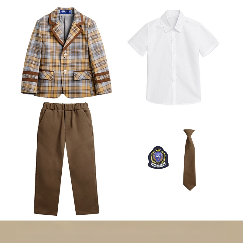Pradinės mokyklos mokinių pavasario ir rudens klasės drabužiai britų koledžo stiliaus mokyklinė uniforma darželio sodo drabužiai vaikams languotas kostiumas sijonas kostiumas