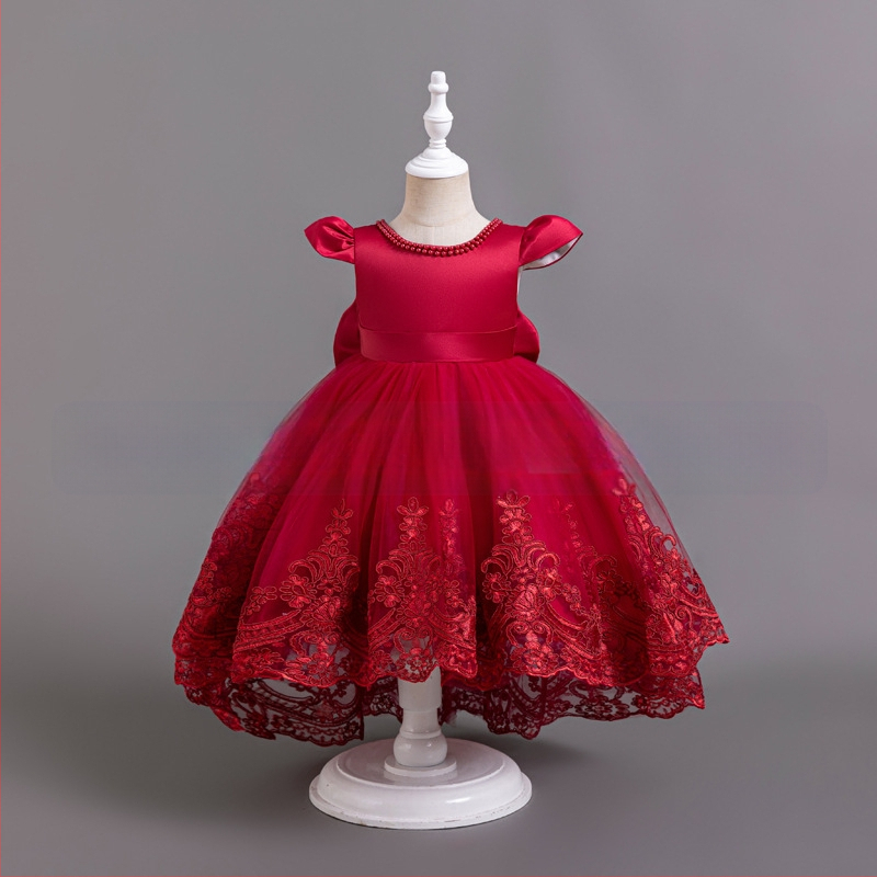 Rochie de seară Amazon pentru fete, cu imprimeu din dantelă și plasă, cu burete, pentru petreceri de ziua de naștere, rochie pentru bebeluși de un an