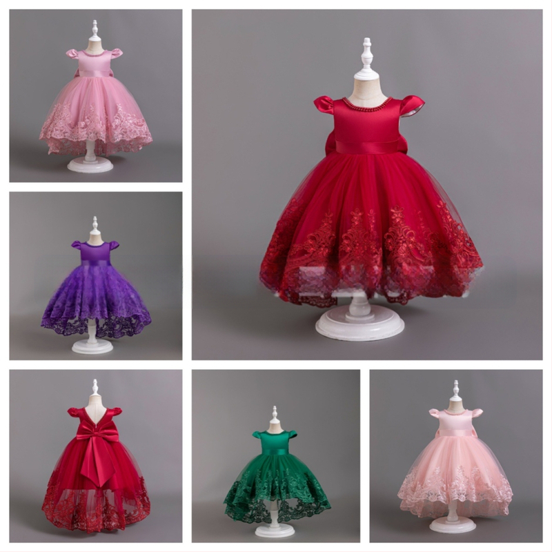 Rochie de seară Amazon pentru fete, cu imprimeu din dantelă și plasă, cu burete, pentru petreceri de ziua de naștere, rochie pentru bebeluși de un an