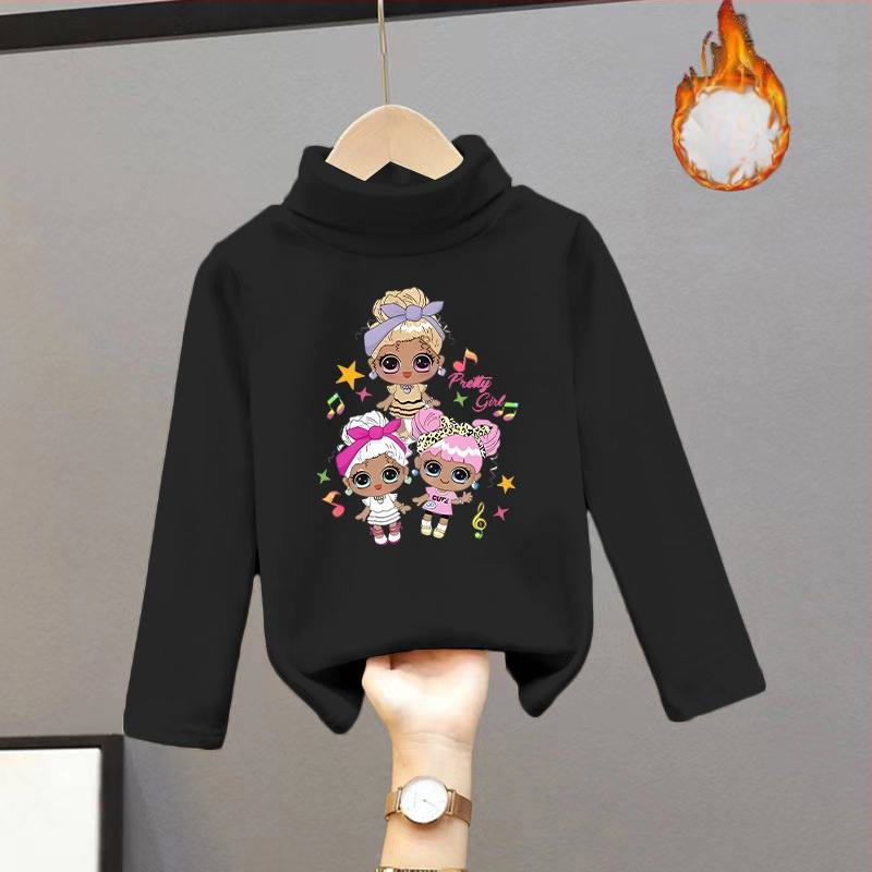 Djevojačka majica s dugim rukavima, zapadnjački stil, poluvisoki ovratnik, debeli baršun, nova dječja odjeća za proljeće i jesen 2025.