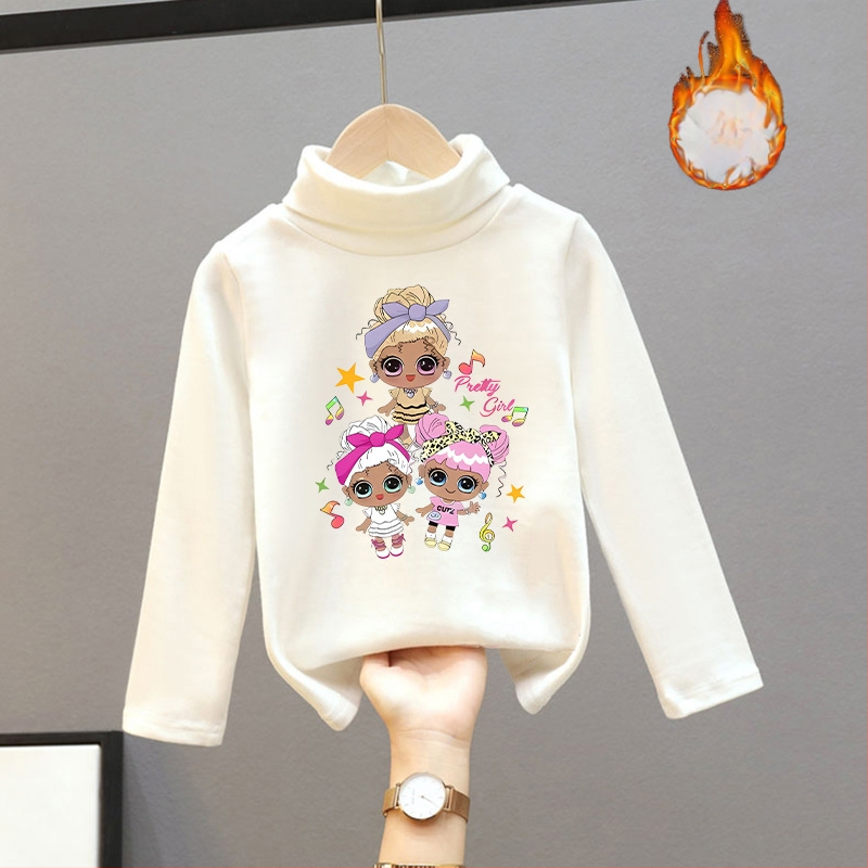 Djevojačka majica s dugim rukavima, zapadnjački stil, poluvisoki ovratnik, debeli baršun, nova dječja odjeća za proljeće i jesen 2025.