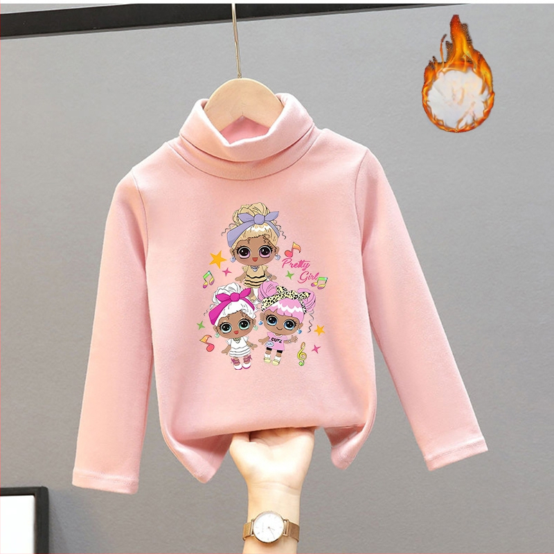 Djevojačka majica s dugim rukavima, zapadnjački stil, poluvisoki ovratnik, debeli baršun, nova dječja odjeća za proljeće i jesen 2025.