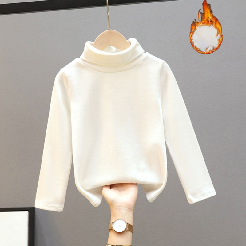 Djevojačka majica s dugim rukavima, zapadnjački stil, poluvisoki ovratnik, debeli baršun, nova dječja odjeća za proljeće i jesen 2025.