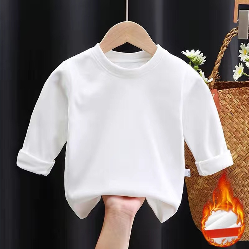 Dječja majica bez rukava, jednobojna, za jesen i zimu, okrugli izrez, dugi rukav, topla majica kratkih rukava za dječake i djevojčice.