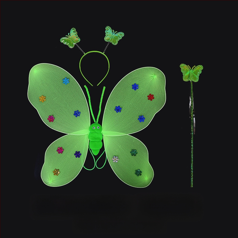 Детско сценично облекло за детска градина, рокля за принцеса, костюм с крила на ангел и пеперуда от четири части