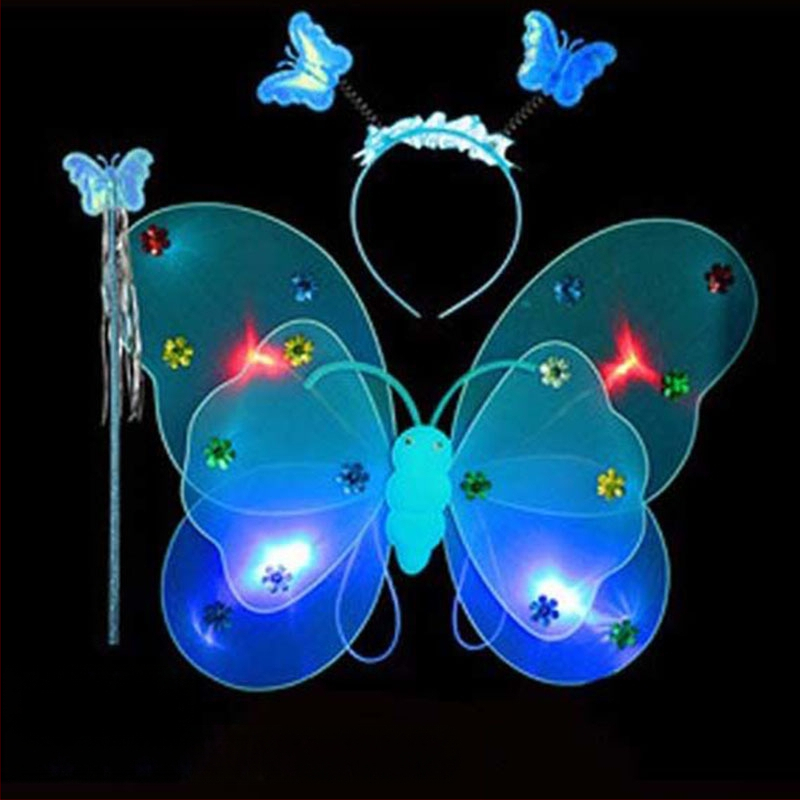 Детско сценично облекло за детска градина, рокля за принцеса, костюм с крила на ангел и пеперуда от четири части