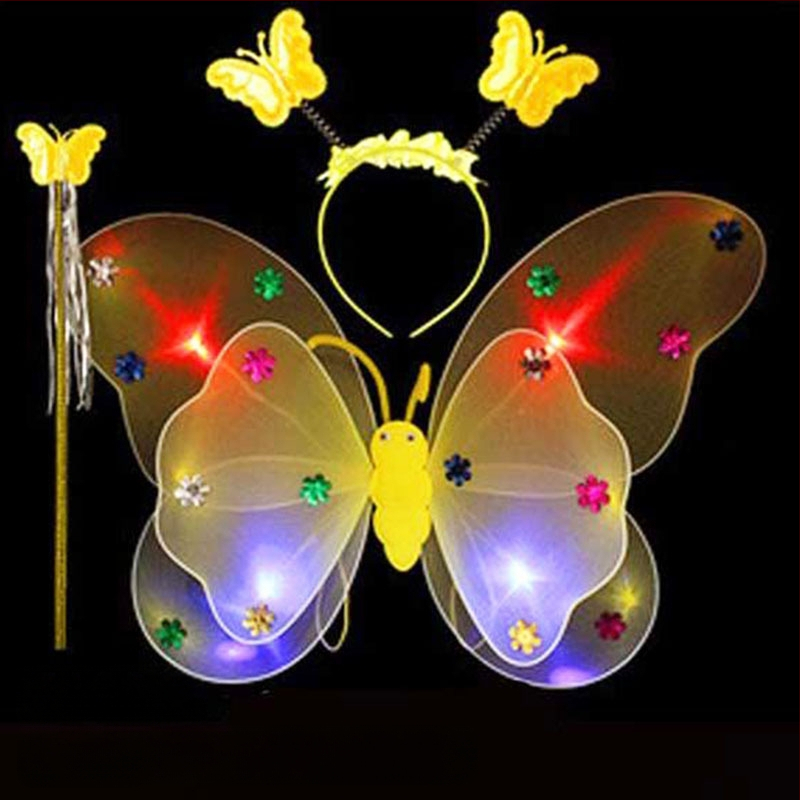 Детско сценично облекло за детска градина, рокля за принцеса, костюм с крила на ангел и пеперуда от четири части