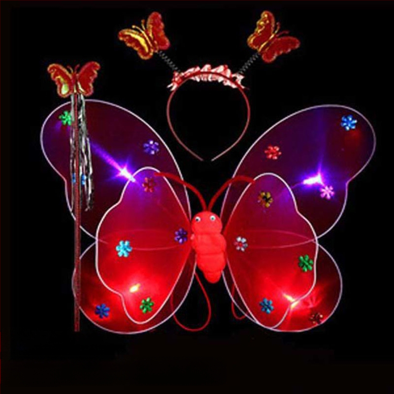 Детско сценично облекло за детска градина, рокля за принцеса, костюм с крила на ангел и пеперуда от четири части