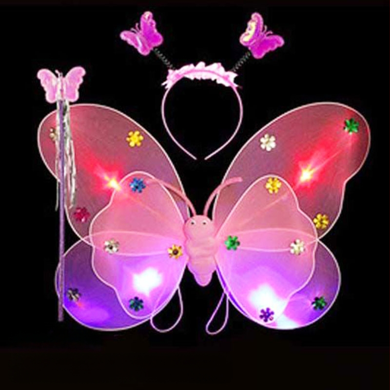 Детско сценично облекло за детска градина, рокля за принцеса, костюм с крила на ангел и пеперуда от четири части