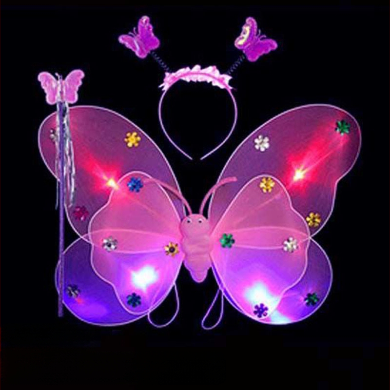 Детско сценично облекло за детска градина, рокля за принцеса, костюм с крила на ангел и пеперуда от четири части