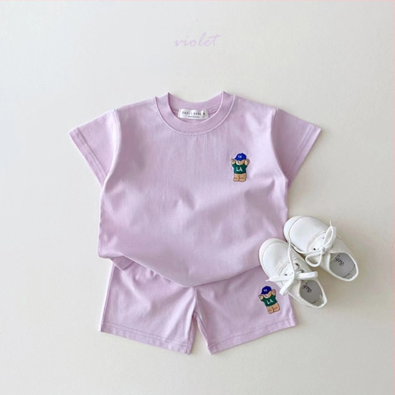 Tricou cu imprimeu pentru sugari, stil coreean, pantaloni scurți, set din două piese, la modă, de vară pentru bărbați și femei, costum cu mânecă scurtă din bumbac pentru bebeluși