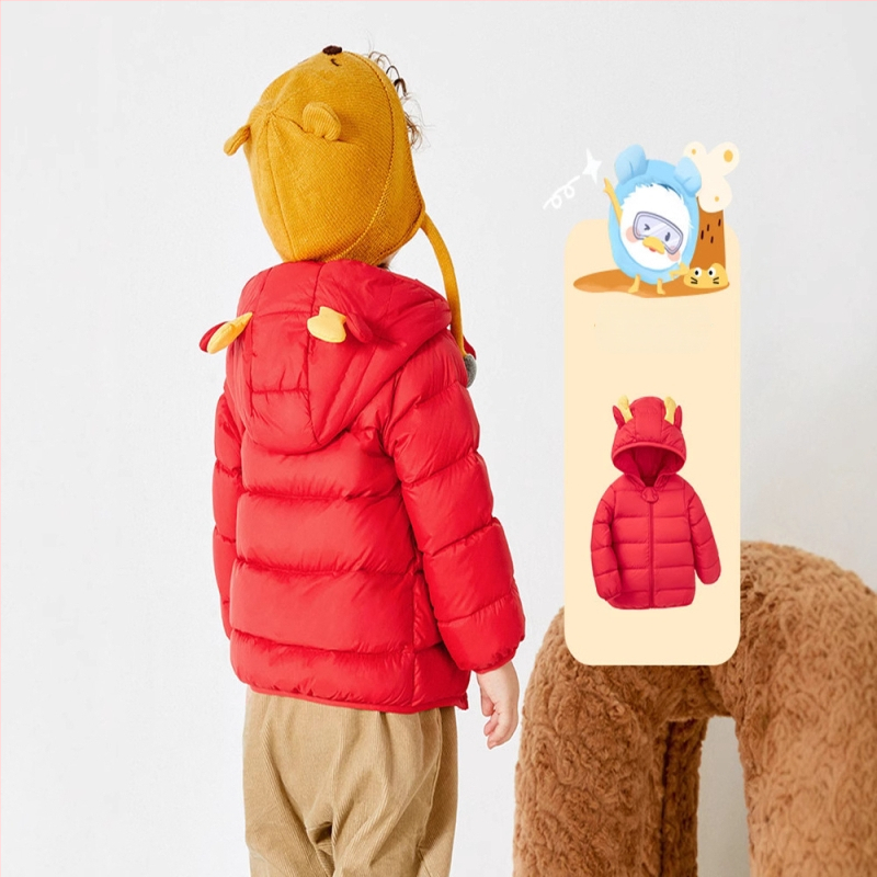 Poiste beebijope, laste mantel, talv 2023, uus, tüdrukute beebipluus, valge, kerge kapuutsiga, pardi udusulgedest