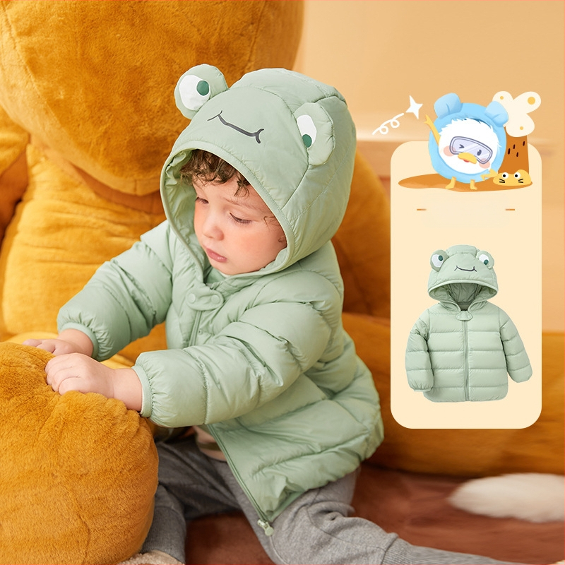 Poiste beebijope, laste mantel, talv 2023, uus, tüdrukute beebipluus, valge, kerge kapuutsiga, pardi udusulgedest
