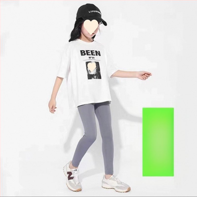 Detské žraločie nohavice, dievčenské letné tenké vrchné oblečenie, zoštíhľujúce, tanečné, s vysokým pásom, skrátené jogové nohavice