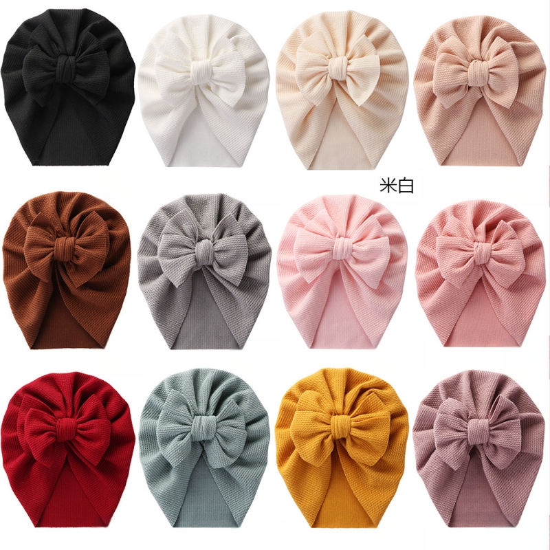 Dječja europska i američka pulover kapa za novorođenčad u čistim bojama s mašnom, proljetna i jesenska indijska kapa s uzorkom zmije, dječja kapa bez granica