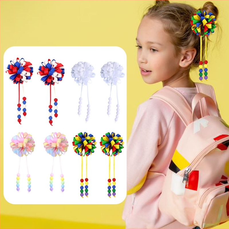 Határokon átnyúló robbanások lányoknak aranyos göndör gombóc bojtos hajcsattal színes buborék virág bordás hajvirág hajcsat