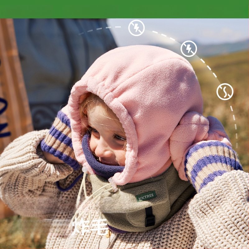Kk Tree drăguț cald pălărie pentru copii eșarfă all-in-one mască rezistentă la vânt pentru bărbați și femei bebeluși clasa a antistatică toamna și iarna