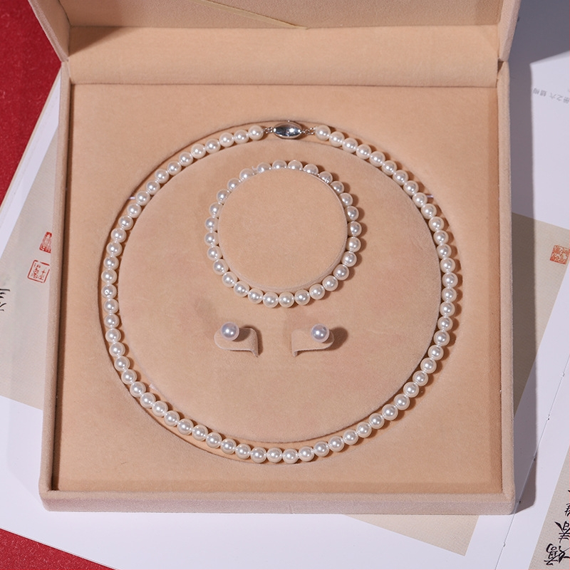 Colier cu perle naturale din scoici de mare adânc, en-gros, set de trei piese pentru femei, bijuterii, cadou de Ziua Mamei, cadou live