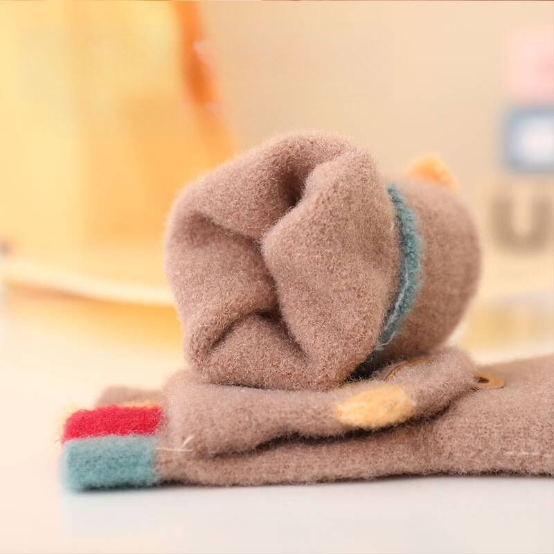 Laste kindad ekskavaatoripoistele sügise ja talve multifilmi armsad poole sõrmega klapiga kootud villast külmakindlad soojad kindad