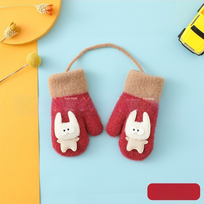 Vaikiškos pirštinės megztos pirštinės vilnonės pirštinės rudens ir žiemos šiltos pirštinės sustorintos didmeninė prekyba