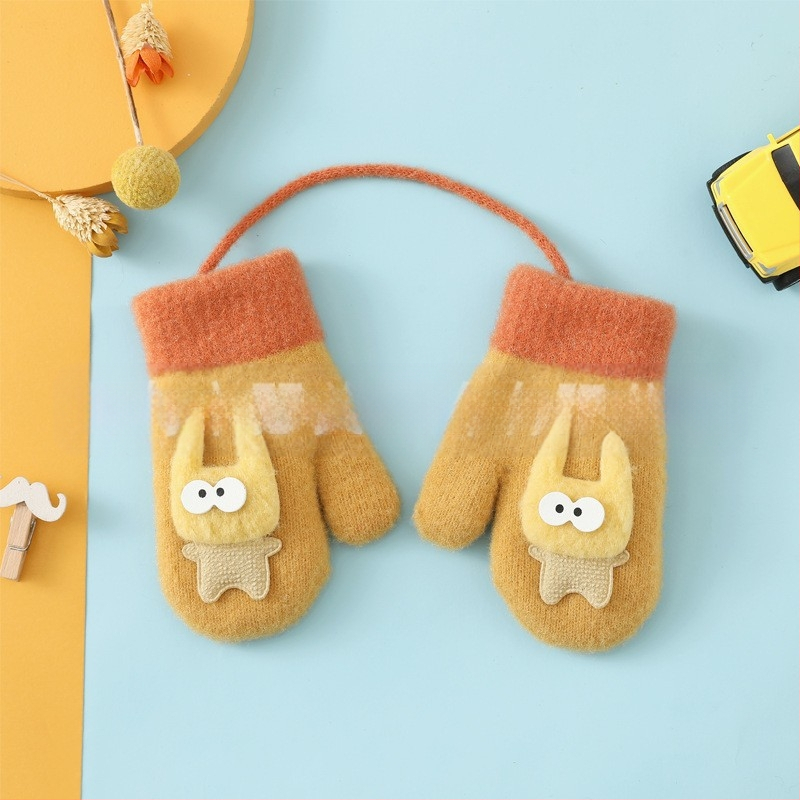 Vaikiškos pirštinės megztos pirštinės vilnonės pirštinės rudens ir žiemos šiltos pirštinės sustorintos didmeninė prekyba