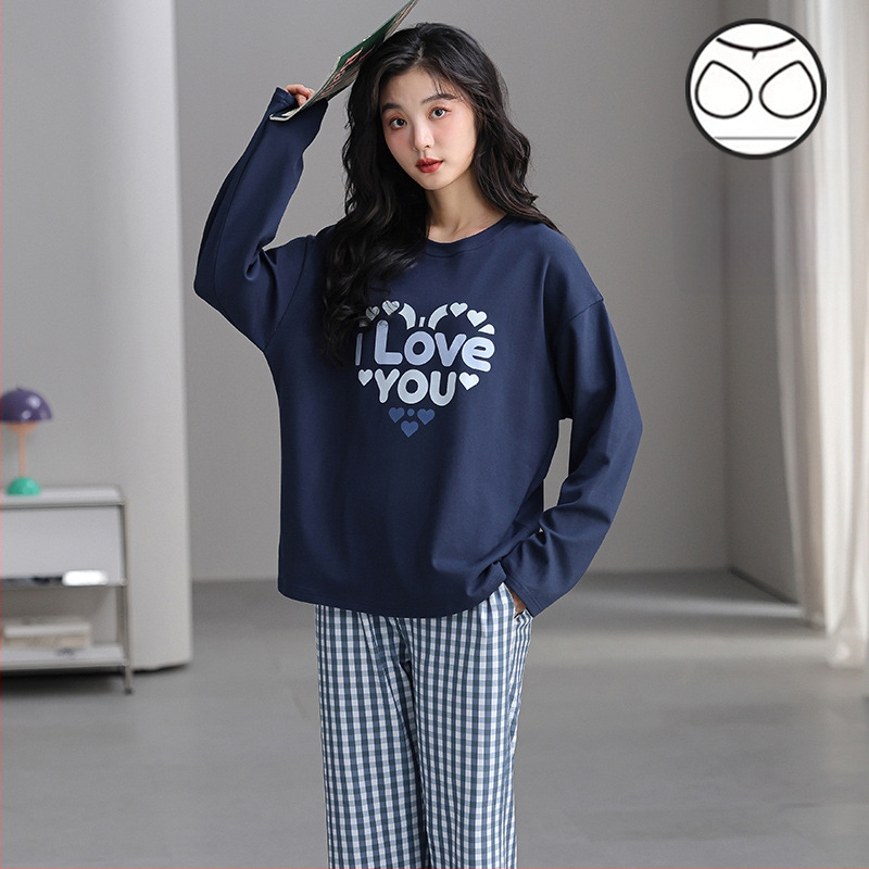 Jesenska i zimska pidžama dugih rukava za žene, vanjska odjeća s trakom za glavu i jastučićima za prsa, jednodijelna, dvodijelna, slatka, plus size, široka kućna odjeća