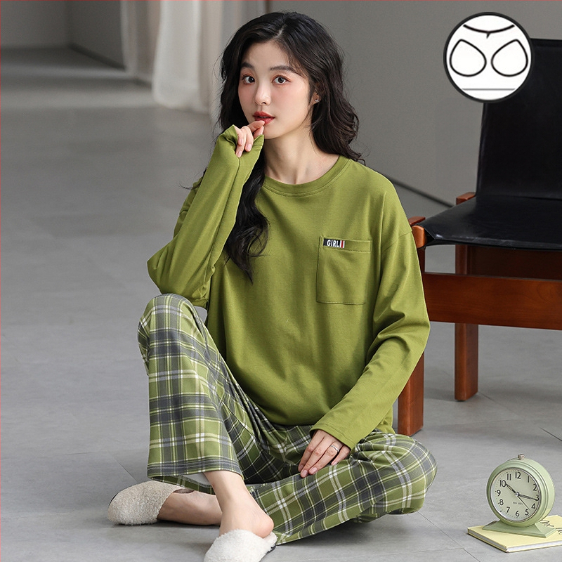 Jesenska i zimska pidžama dugih rukava za žene, vanjska odjeća s trakom za glavu i jastučićima za prsa, jednodijelna, dvodijelna, slatka, plus size, široka kućna odjeća