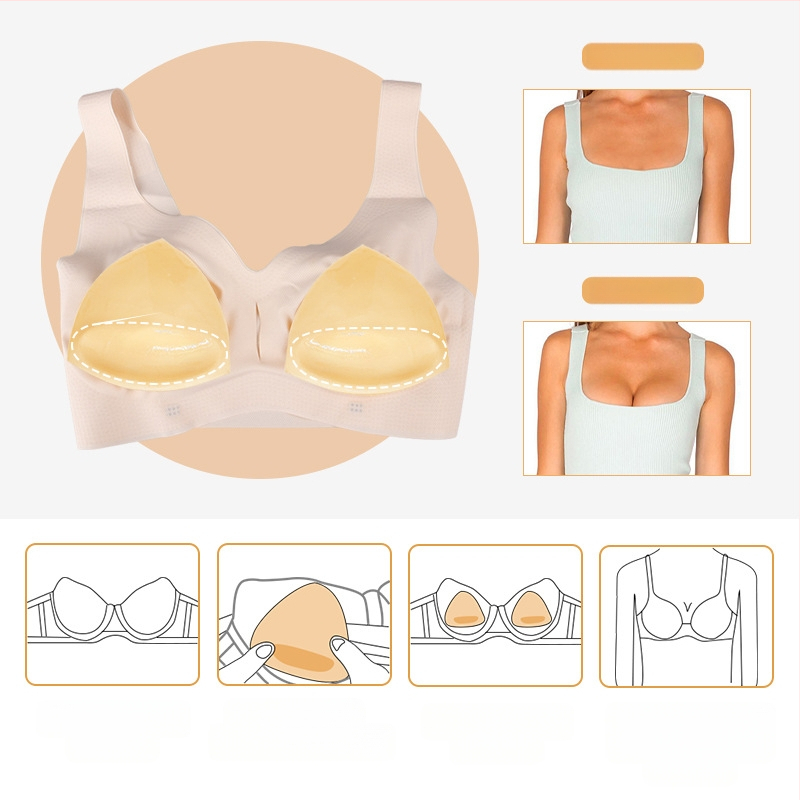 Kolmnurkse sisestusega silikoonist rinnakleebised naistele, paksendatud käsnapadi, ujumistrikoo, bikiinid, aluspesu, surutav isekleepuv rinnapadi