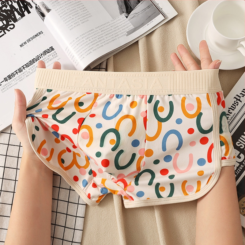 Lenjerie intimă pentru bărbați, cu imprimeu colorat, stil drăguț pentru tineri, talie medie, boxeri confortabili, prietenoși cu pielea, Zhongshan, en-gros