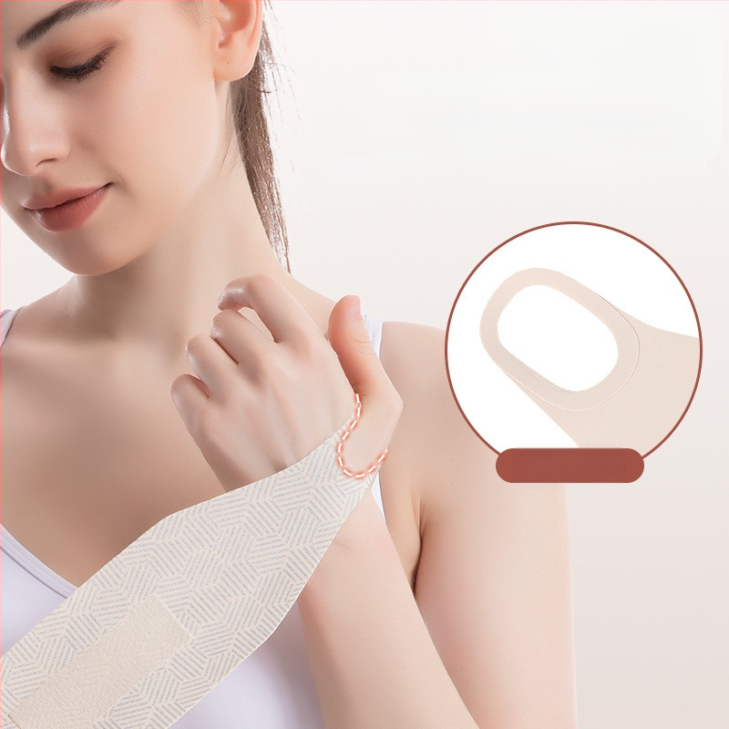 Plona vasarinė riešo apsauga nuo sausgyslių patempimo, skirta badmintono sportui, su įtempimo ir sąnario fiksavimo apsauga.