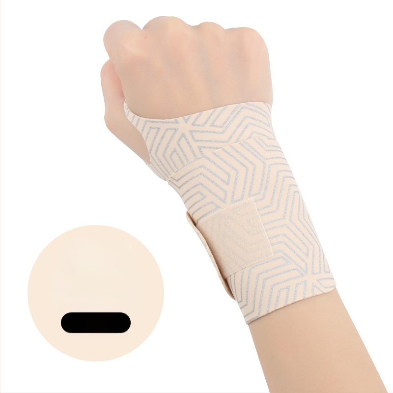 Plona vasarinė riešo apsauga nuo sausgyslių patempimo, skirta badmintono sportui, su įtempimo ir sąnario fiksavimo apsauga.