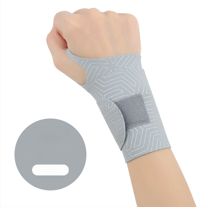 Plona vasarinė riešo apsauga nuo sausgyslių patempimo, skirta badmintono sportui, su įtempimo ir sąnario fiksavimo apsauga.